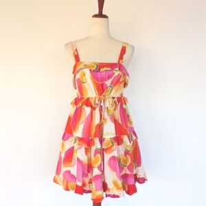 Farm Rio Floral Print Cotton Mini‎ Dress Size Medium
